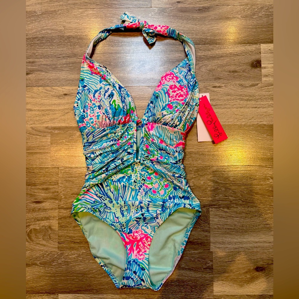 🌴 Lilly Pulitzer Lanai Halter One-Piece Swimsuit | Size 2 | NWT